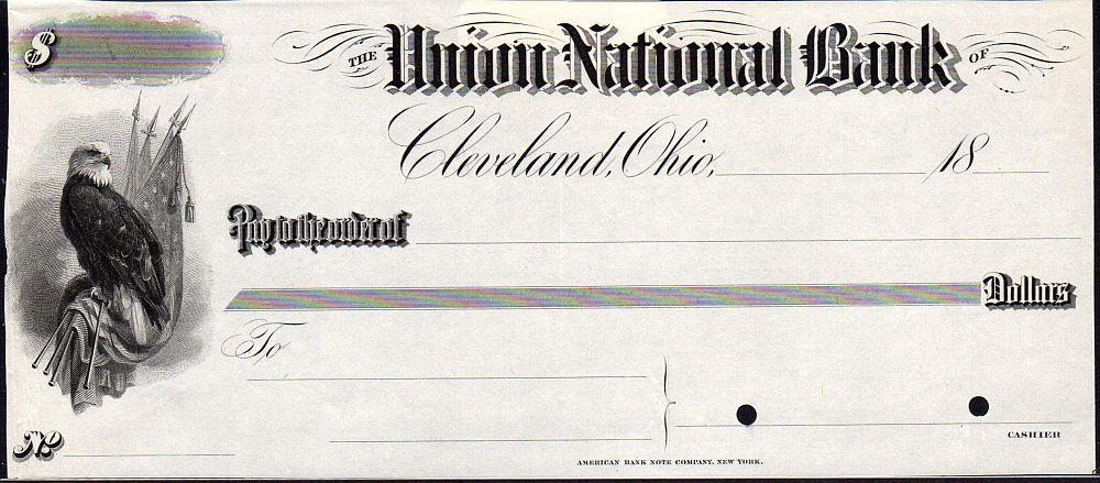 Cleveland, OH, Union NB Bank, Charter 3202 Check Specimen, 18__